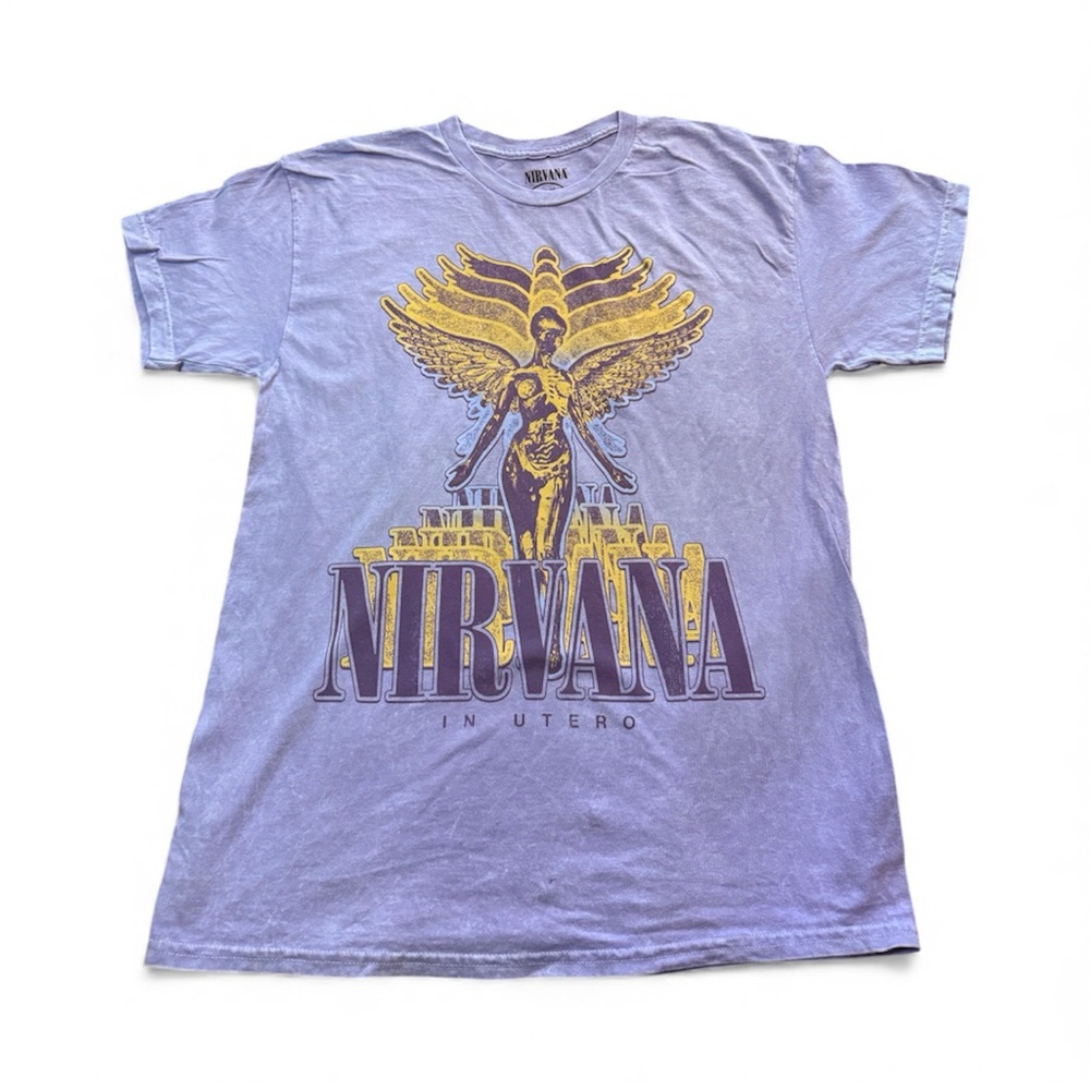 NIRVANA Purple and Gold In Utero Graphic Tee Size Large